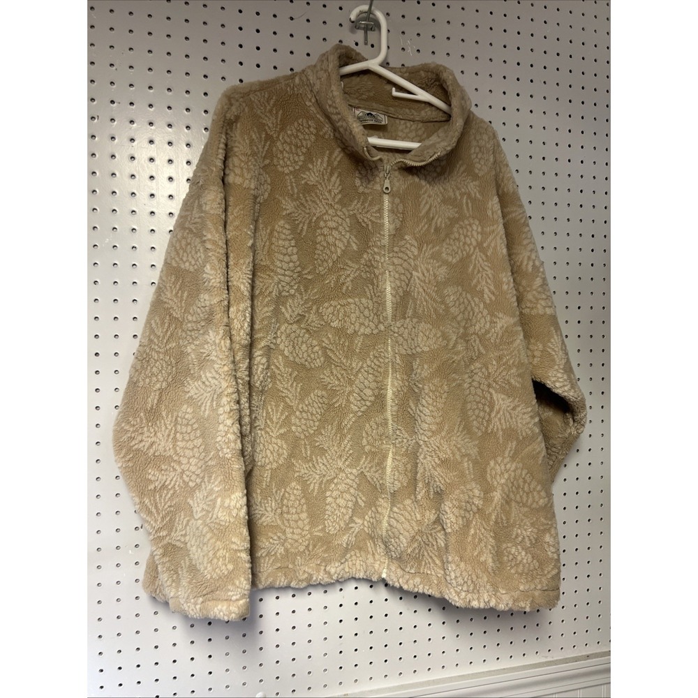Black Mountain Fleece Outdoor Jacket Womens XL Full Zip Pine Cone Forest‎ USA